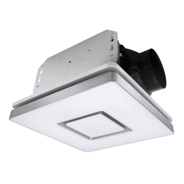 Ceiling-mounted bathroom exhaust fan with light on a white background