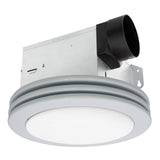 Ceiling-mounted exhaust fan with light on a white background
