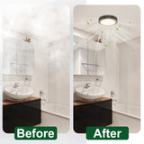 Bathroom transformation before and after with a new light fixture.