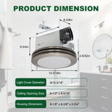 Ceiling light fixture with dimensions labeled on a white background