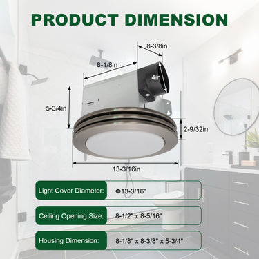 Ceiling light fixture with dimensions labeled on a white background