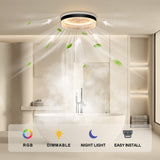 Ceiling light fixture in a bathroom with RGB, dimmable, night light, and easy install features.