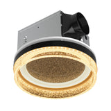 Ceiling light fixture with gold and black design on a white background