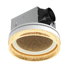 Ceiling-mounted exhaust fan with gold interior on a white background