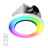 Ceiling light fixture with RGB color change and remote control on a white background