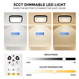 3CCT Dimmable LED Light with color temperature and brightness controls on a white background