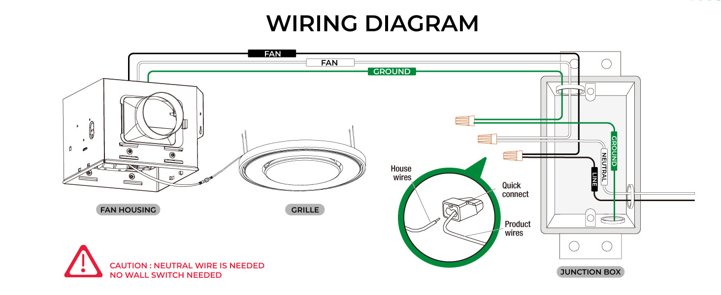 Wiring diagram for a ceiling fan system with labeled components and connections.