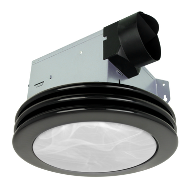 Ceiling-mounted exhaust fan with light on a white background
