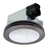 Ceiling-mounted exhaust fan with light on a white background
