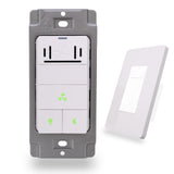Smart home device with control panel and cover plate on a white background