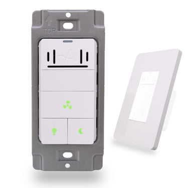 Smart home device with control panel and cover plate on a white background