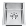 Stainless steel kitchen sink on a white background