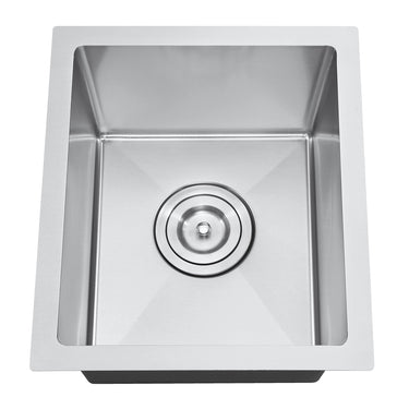 Stainless steel kitchen sink on a white background