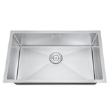 Stainless steel kitchen sink on a white background