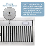 Dishwasher with cleaning indicator light and text on a white background