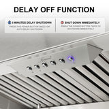 Stainless steel range hood with delay shutdown function display