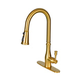 Gold kitchen faucet on a white background