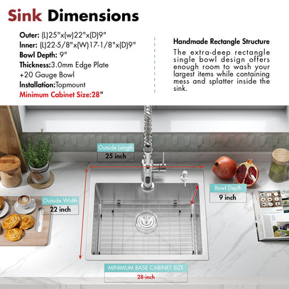 Kitchen sink with dimensions labeled and a minimalistic kitchen setup.